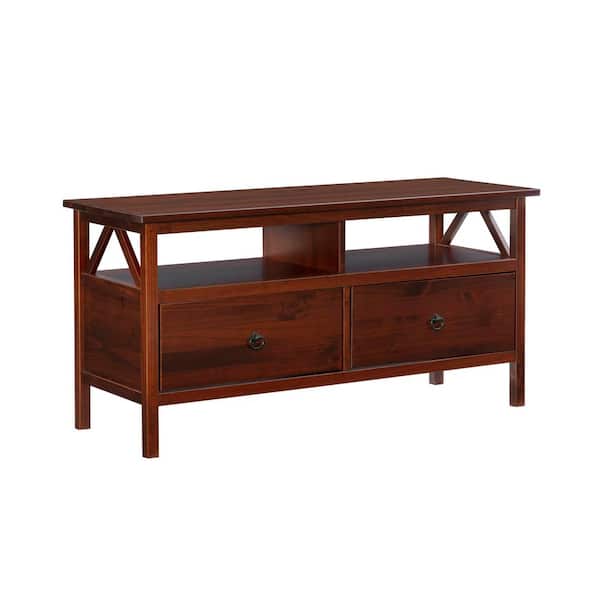 Linon Home Decor Titian Tobacco Brown TV Stand Fits TV's up to 40 in. with Drawers, Shelves and Storage