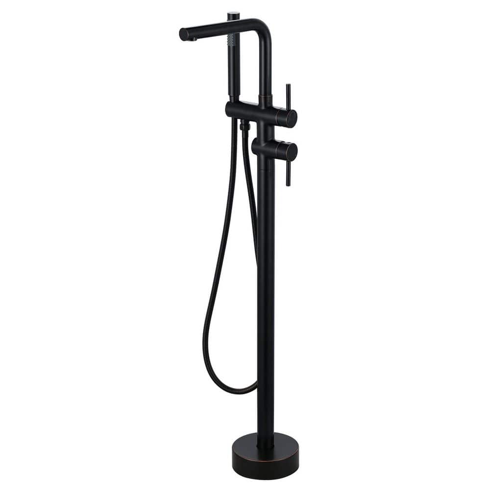 Single Handle Brass Freestanding Bathtub Faucet Floor Mount Tub Filler with Handheld Shower in Oil Rubbed Bronze price history on PriceWatchPro