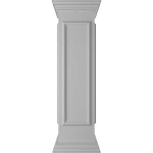 End 48 in. x 12 in. White Box Newel Post with Panel, Peaked Capital and Base Trim (Installation Kit Included)