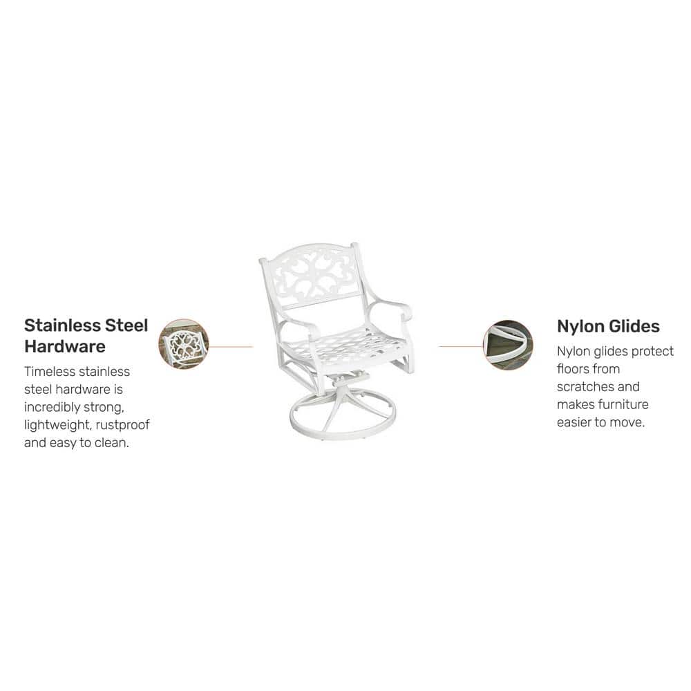 Sanibel Cast Aluminum White Outdoor Swivel Rocking Chair