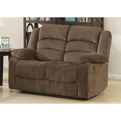 Bill 60 in. Brown Polyester 2-Seater Reclining Loveseat with Square Arms