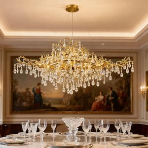 ARISKEEN 47 in. 12-Lights Silver Luxury Crystal Linear Chandelier