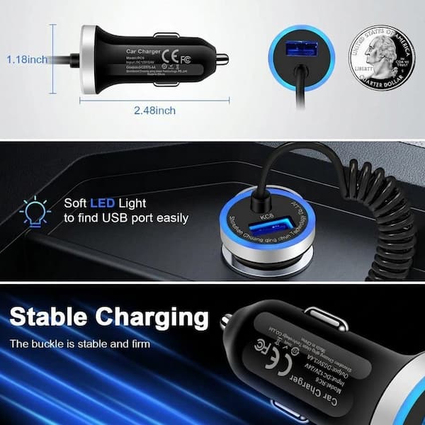 cigarette lighter fast charger usb c Car C, 3 Port 67W Dual USB-C & USB-A Car Phone Charger Adapter while the included durable 60W USB Anker 323 Car Charger (52.5