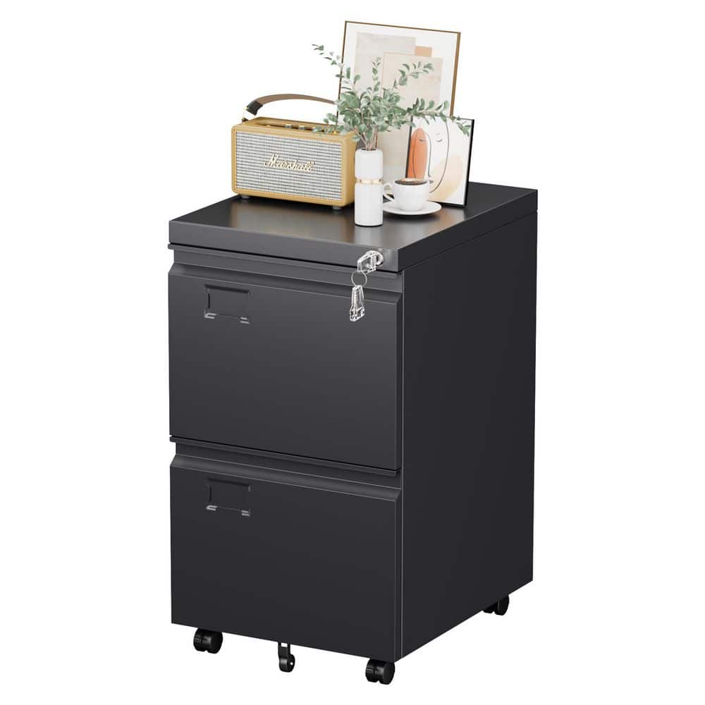 14.5 in. W x 26 in. H x 17 in. D Lockable Steel Mobile File Cabinet with 2 Drawers in Black,Requires assembly price history on PriceWatchPro