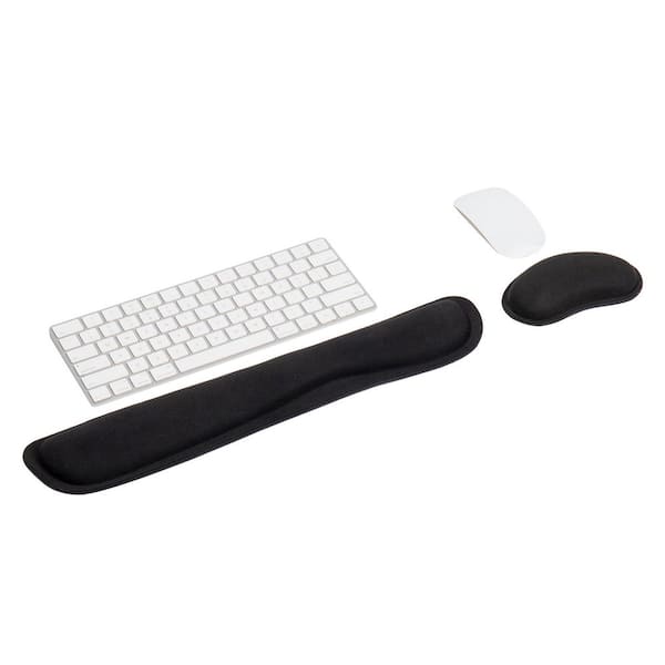 3 in. W Rectangle Black Memory Foam Ergonomic Keyboard and Mouse Wrist Rest Set, Black