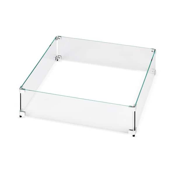29.5 in. x 29.5 in. Tempered Glass Screen Flame/Wind Guard for Square Fire Pit Table Heater