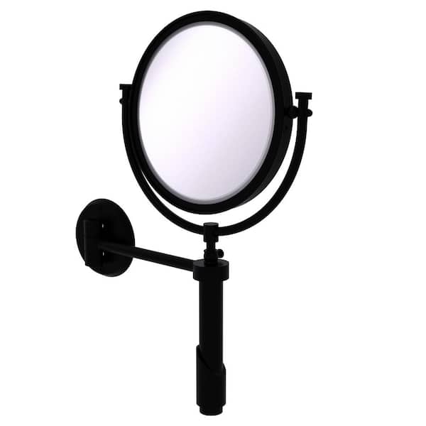 Tribecca Collection Wall Mounted Make-Up Mirror 8 Inch Diameter with 4X Magnification in Matte Black
