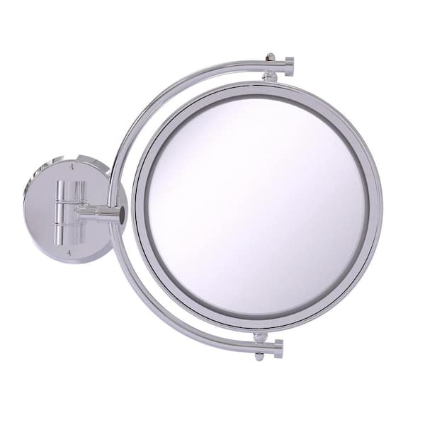 Allied Brass 8 in. x 10 in. Round Framed Wall Mounted Make-Up Mirror 2X Magnification in Polished Chrome