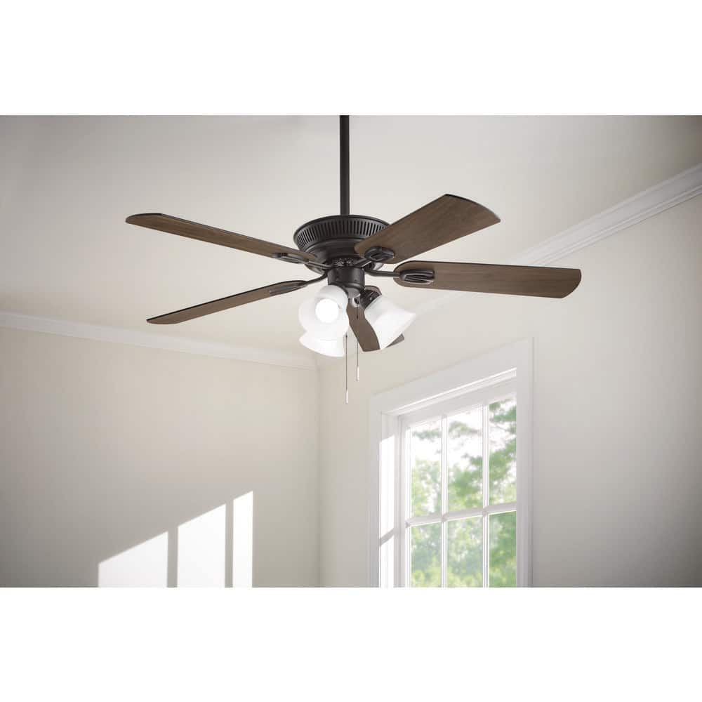 Hampton Bay Glendale III 52 in. LED Indoor Matte Black Ceiling Fan