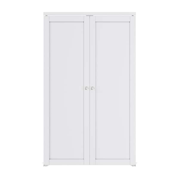 48 in. x 80 in. Solid Core Composite MDF Bi-fold Door + French Style Pivot Hardware (1-Lite White Finish)