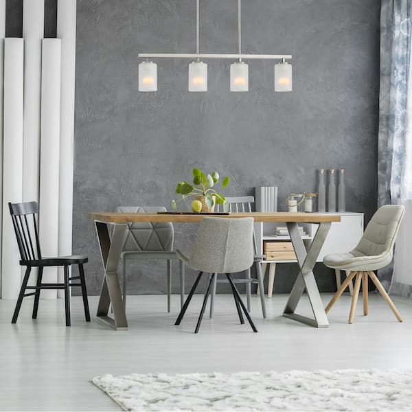 Carmine 4-Light Brushed Nickel Modern Linear Chandelier for Kitchen Islands with No Bulbs Included