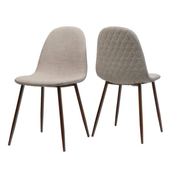 Noble House Samir Indoor Mid Century Fabric Dining Chairs, Set of 2, Wheat