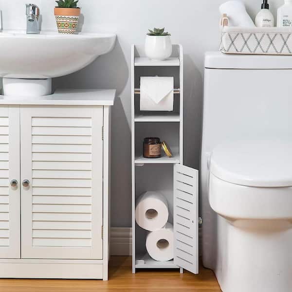 Toilet Paper Holder Stand, Storage Cabinet Beside Toilet for Small