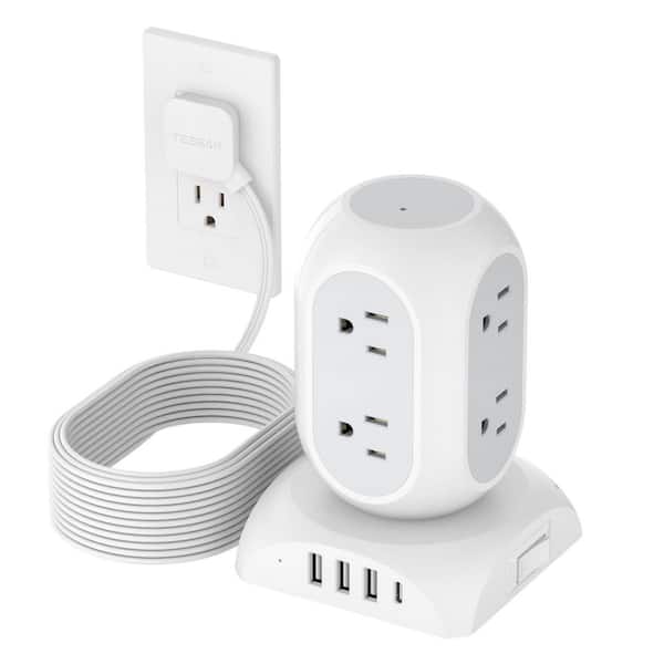 Ffe Outlets 10 ft. Cord 8-Outlet 2 USB-A Ports 2 USB-C Ports Surge Protector with ...