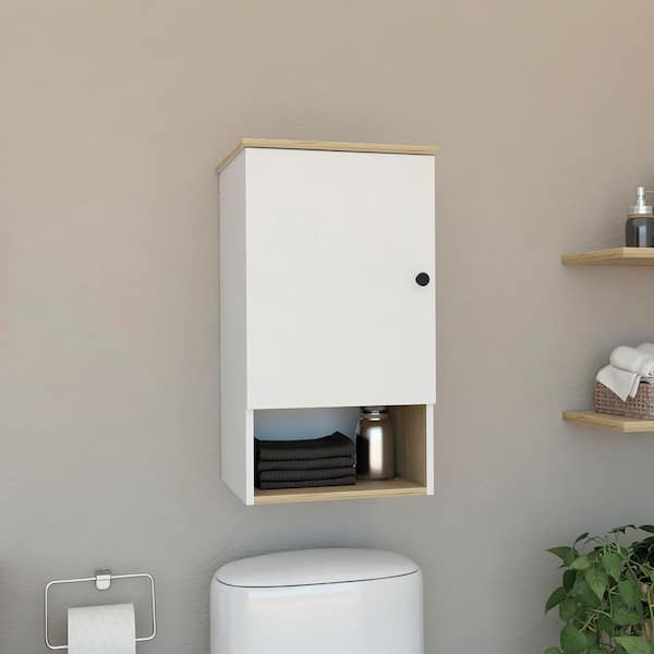 16 in. W x 28.5 in. H Rectangular White Wood Surface Mount Medicine Cabinet without Mirror with 3 Shelves