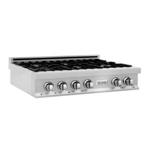 36" Porcelain Gas Cooktop in DuraSnow Stainless Steel with 6 Gas Burners