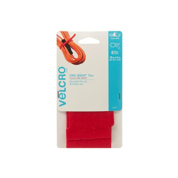 VELCRO® brand ONE-WRAP® Straps, 1 x 12 Red 450 COUNT