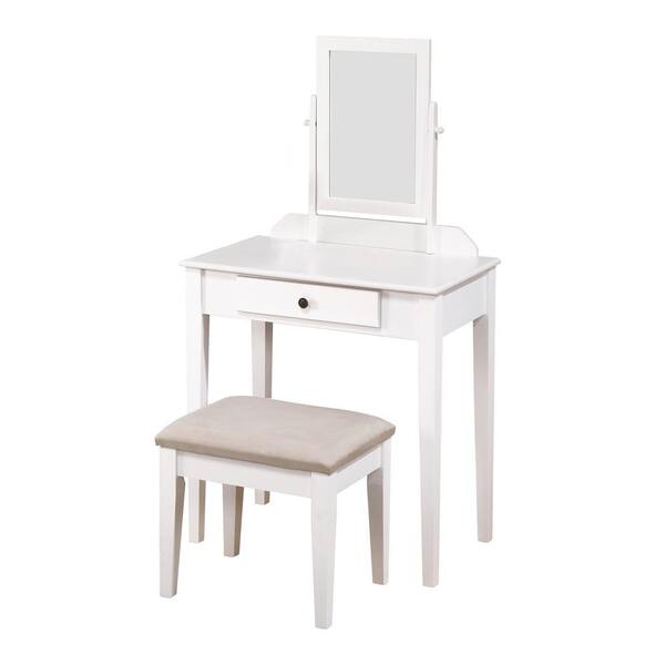 Office Soft White Vanity Table, Small White Vanity Table