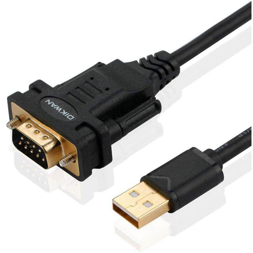 Convenient 6 ft. USB to Serial Port RS232 Adapter Black with FTDI Chipset