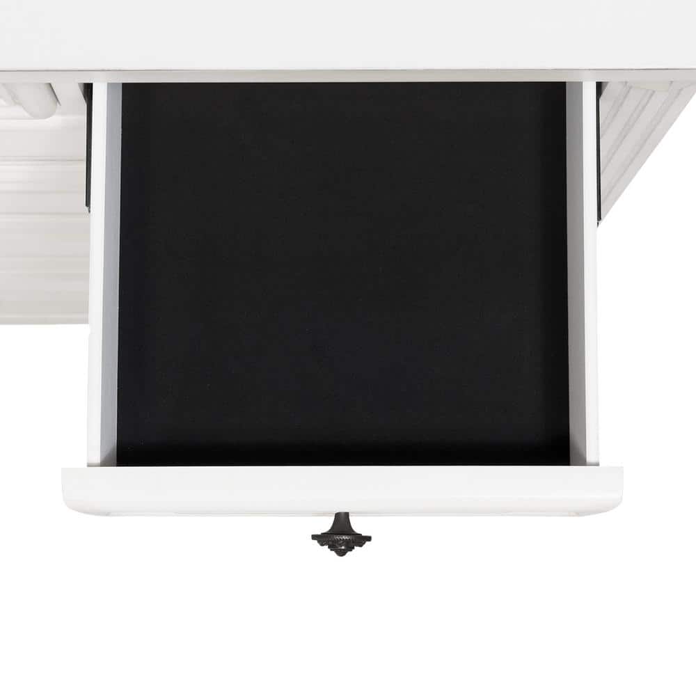 White Transitional 7-Drawer Dresser with Felt Lined Top Drawers
