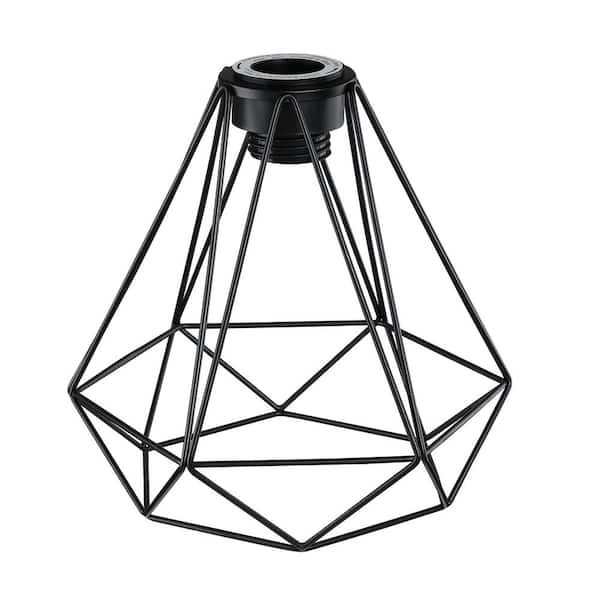 Hukoro Ding 8 in. Metal Wire Cage Black Pendant Lamp Shade with 2.25 in. Lip Fitter