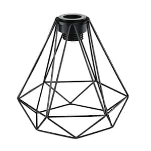 Ding 8 in. Metal Wire Cage Black Pendant Lamp Shade with 2.25 in. Lip Fitter