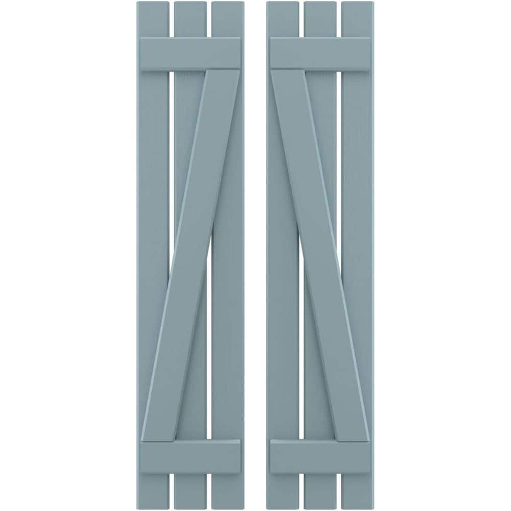 11-1/2 in. W x 60 in. H Americraft 3-Board Exterior Real Wood Spaced Board and Batten Shutters w/Z-Bar in Peaceful Blue price history on PriceWatchPro