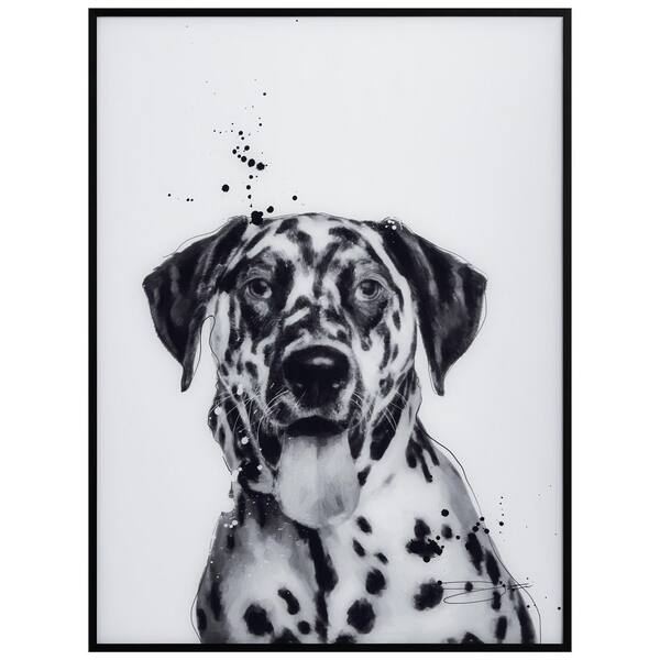 Empire Art Direct Pitbull Black and White Pet Paintings on Reverse Printed  Glass Framed Dog Wall Art, 24 x 18 x 1, Ready to Hang 