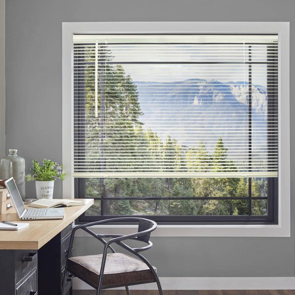 43" x 48" Alabaster Cordless Vinyl Blackout Mini Blinds