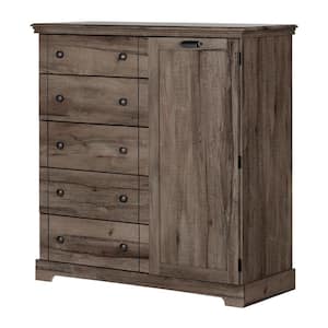 Lilak Door Chest with 5 Drawers Fall Oak (48.75 in. H x 47 in W.)