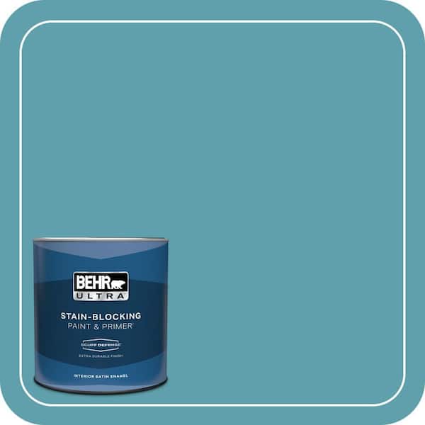 BEHR ULTRA 1 qt. #BIC-53 Turquoise Extra Durable Satin Enamel Interior Paint & Primer