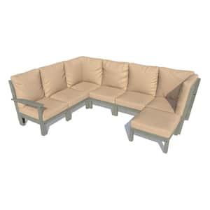 Bespoke Deep Seating 7-Piece Plastic Outdoor Sectional Set with Ottoman and with Cushions