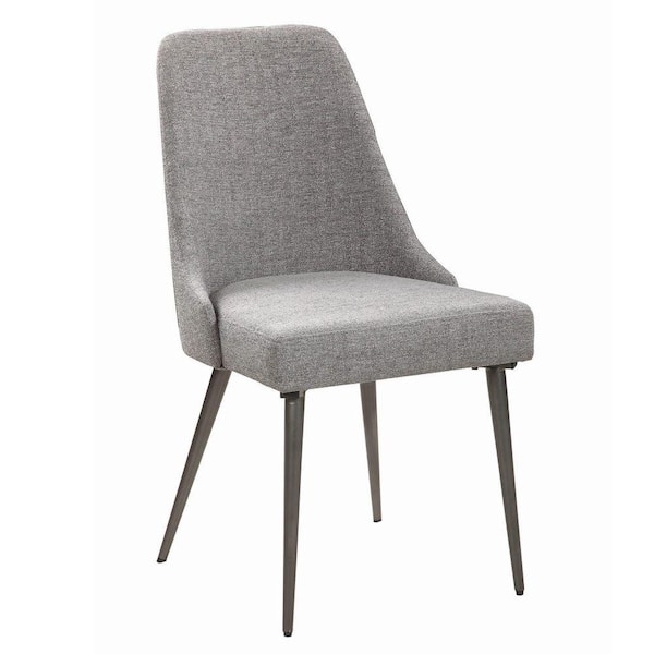 Benjara Gray Fabric Metal Frame Dining Chair (Set of 2)