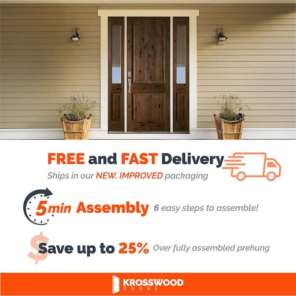 36in.x80in. Knotty Alder 2-Panel Right-Hand Arch Clear Stain Wood Assembly Required Front Door Kit w/QuickAssembleJamb