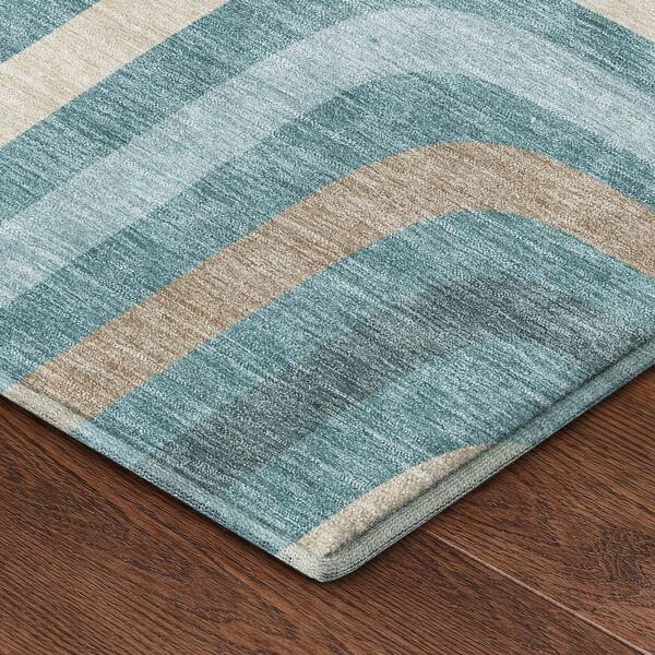 Mayfield Premium Machine Washable Abstract AMF2551 Teal 10 ft. x 14 ft. Area Rug