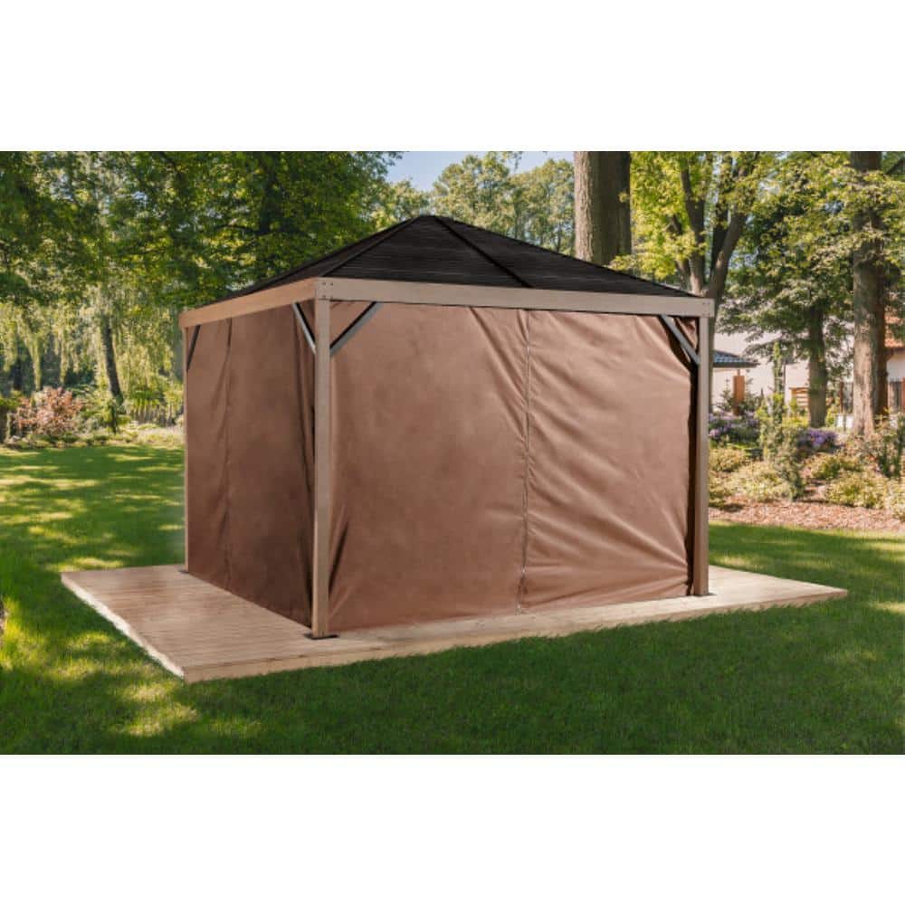 Brown Polyester Outdoor Gazebo Curtains Set