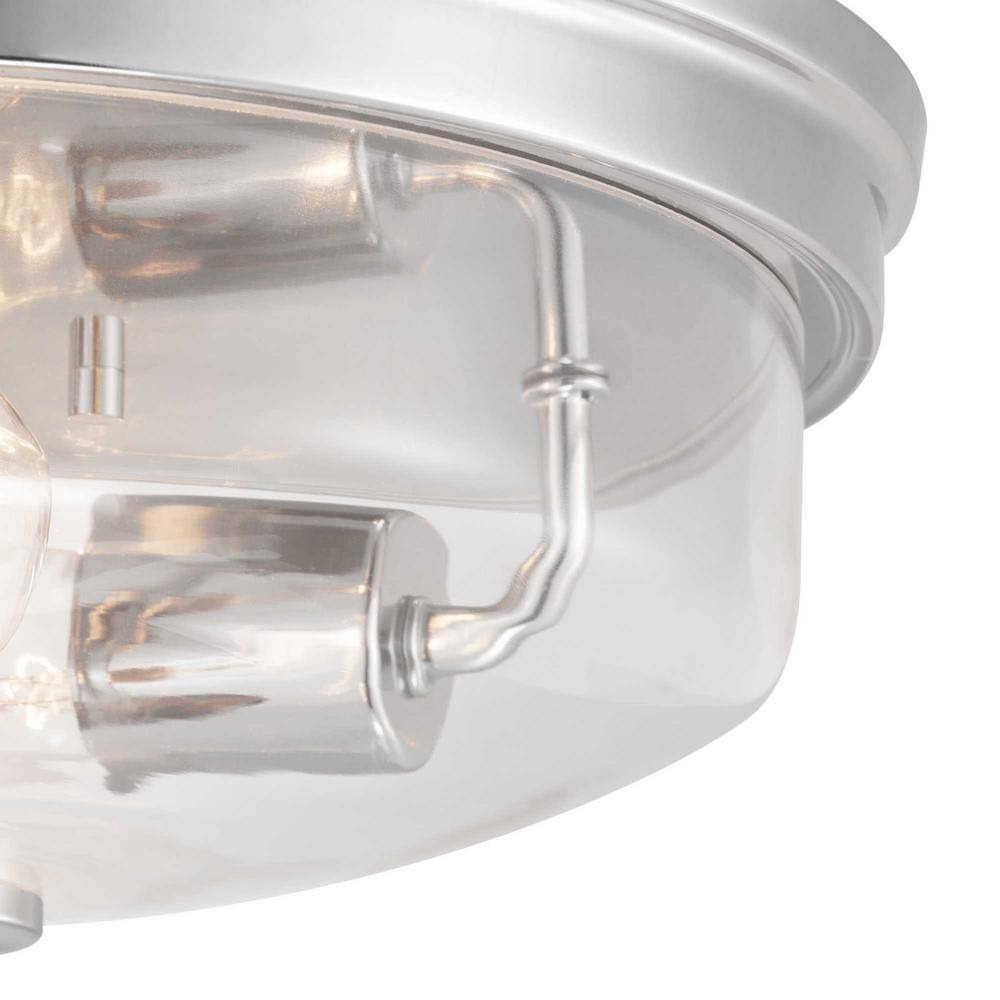 Blakely Polished Nickel Glass 2-Light Flush Mount Ceiling Fixture