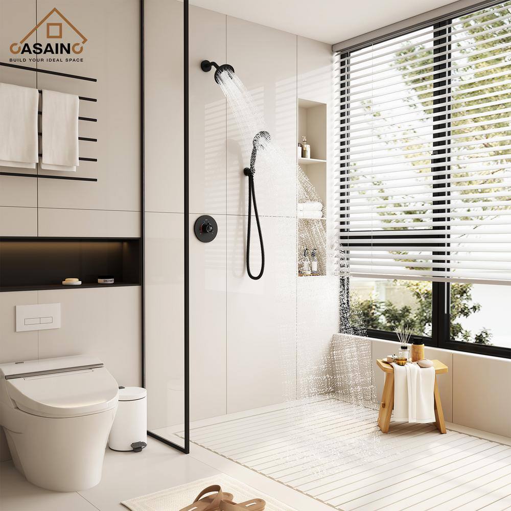 Matte Black Dual-Function Wall Mounted Shower System