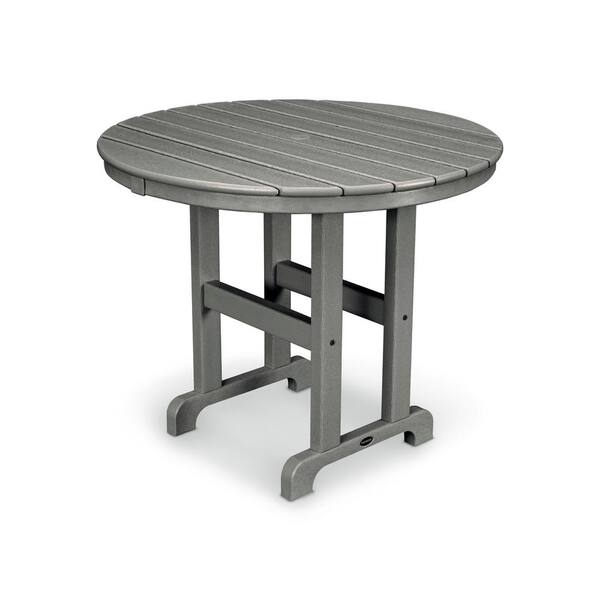 POLYWOOD La Casa Cafe 36 in. Slate Grey Round Plastic Outdoor Patio Dining Table