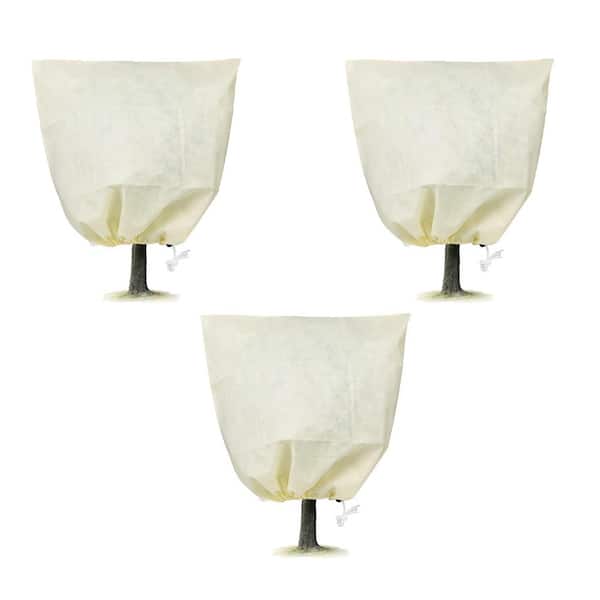 Cisvio Winter Plant Cover Bags with Drawstring Plant Freeze Protector Reusable Non-Woven Plant Frost Blanket Garden (3-Pieces)