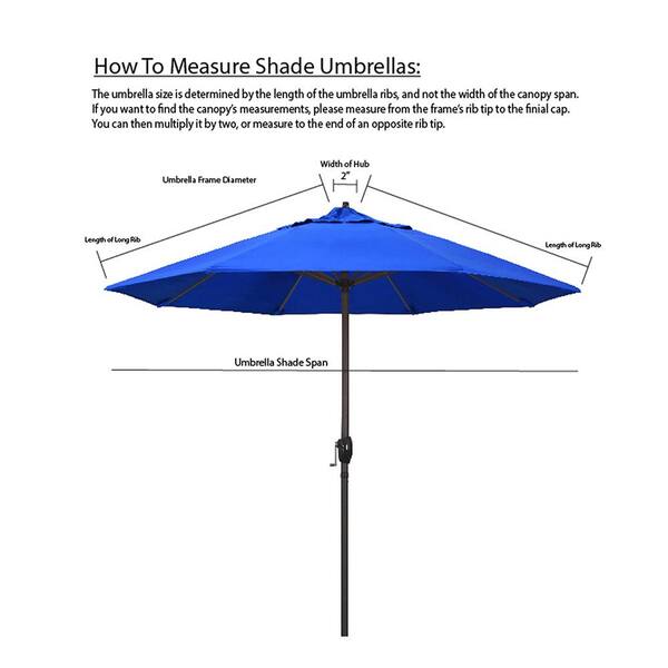Outdoor Patio Market Umbrella 9' Shade Steel Wood Push Lift blue navy 