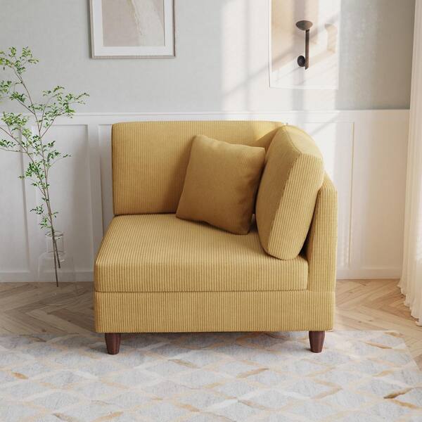 Uixe Orange Corduroy Fabric Right Arm Facing Sectional
