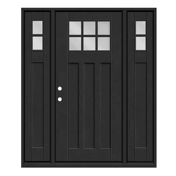 Regency 60 in. x 80 in. 6L Toplite Clear Glass RHIS Onyx Mahogany Fiberglass Prehung Front Door w/ 10 in. SLs_4 in. Jamb