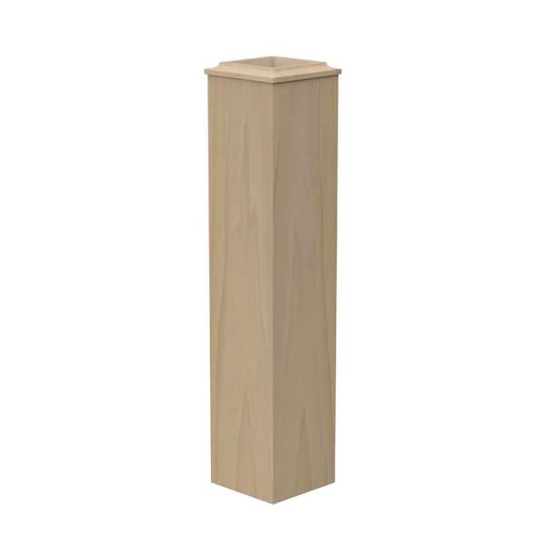 EVERMARK Stair Parts 4077 24 in. x 5in. Unfinished Poplar Base Sleeve Newel Post for Stair Remodel