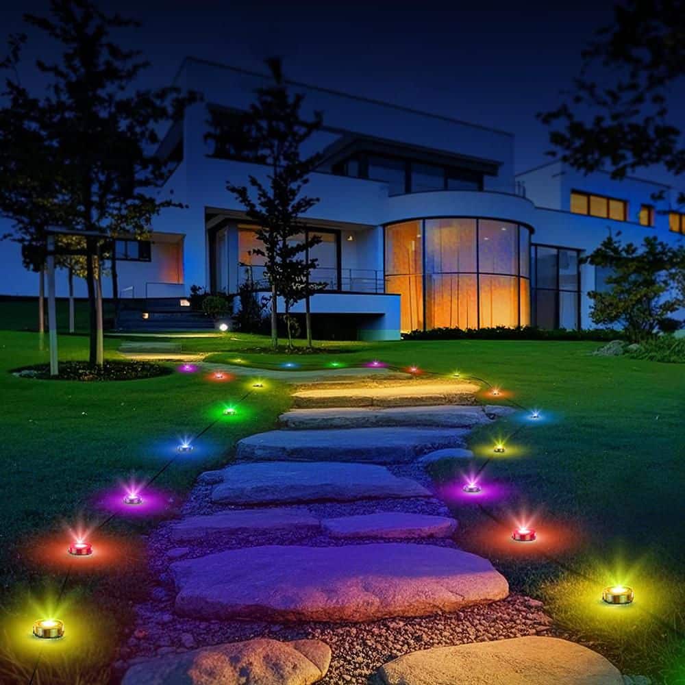 100 ft. Black RGB Wired LED Outdoor Pathway Lights with Waterproof