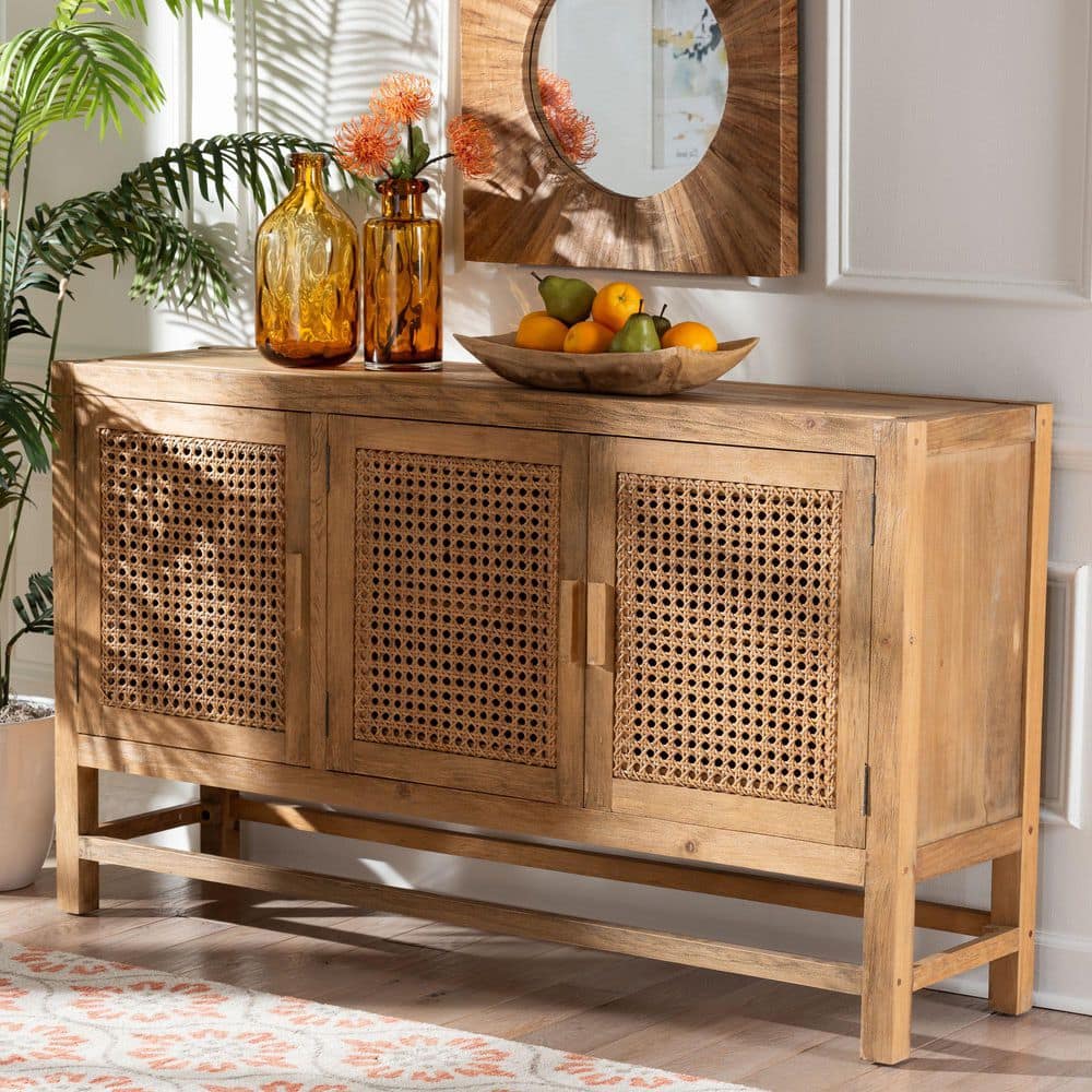 bali & pari Sibu Natural Brown Wood 35.8 in. H Accent Cabinet with