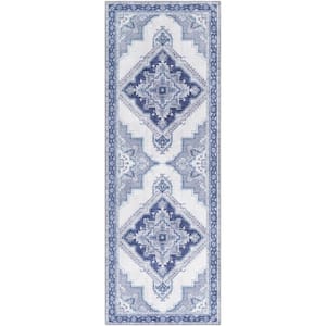 Canace Navy 2 ft. 6 in. x 7 ft. 6 in. Runner Rug Area Rug