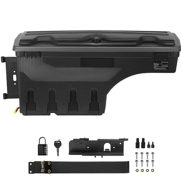 Truck Bed Storage Box, Lockable Lid, Waterproof ABS Wheel Well Crossover 6.6 Gal. /20 L Truck Tool Box, Black