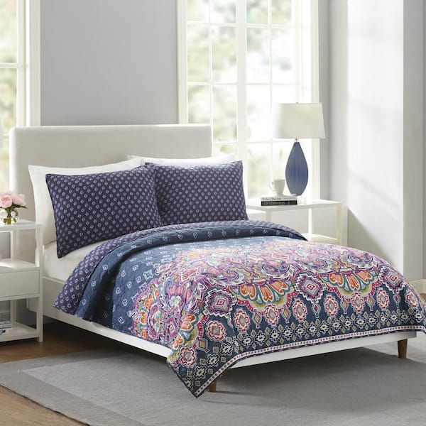 Vera Bradley Sedona Medallion Navy Full/Queen Cotton Quilt