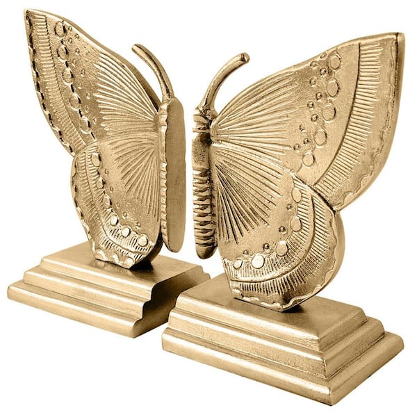 Unbranded Brass Metal Decorative Butterfly Bookends, Heavy Sturdy Cast Iron Book Ends